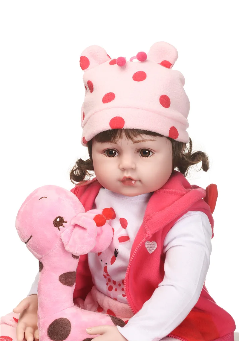 

22" 58cm reborn dolls soft silicone vinyl baby dolls bebe princess reborn bonecas nice clothing girafa plush doll gift