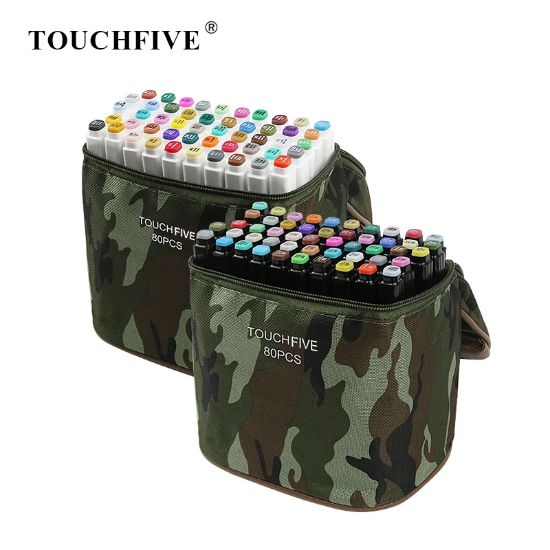 

TOUCHFIVE 80 Colors Camouflage Markers Pen Set Sketch Alcohol Based Markers Dual Head For Drawing Art Supplies