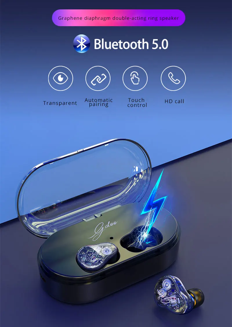 

PIZEN TWS Wireless bluetooth 5.0 Earphone dual dynamic driver Auto pairing Sport Earbuds Gaming Headset for Mobile Phone i7s tws