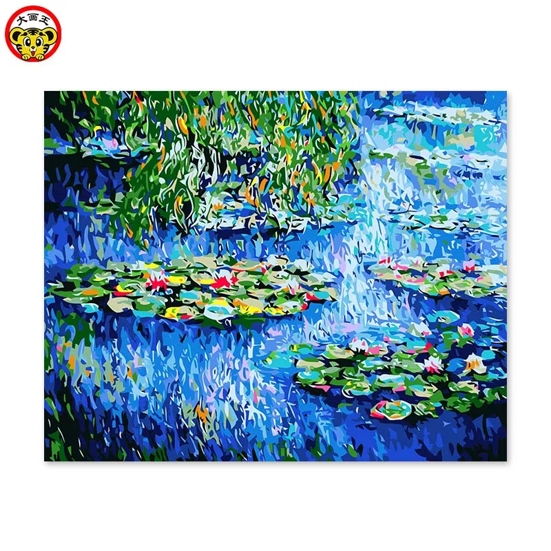 Kaufen Malerei durch zahlen kunst farbe durch zahl Monet wasser lilie eine berühmte malerei von seine eigenen farbe DIY handarbeit