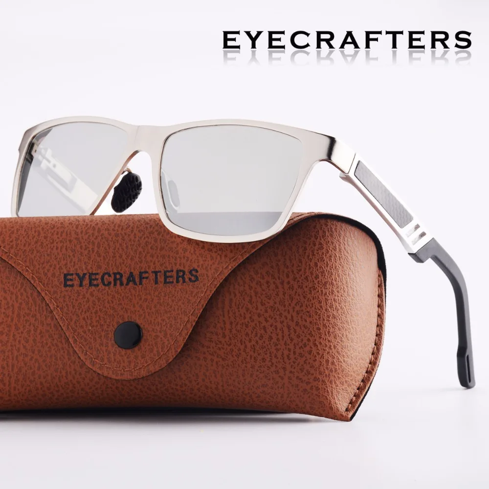 

Eyecrafters Designer Men's Aluminum Polarized Sunglasses Mens Driving Mirrored Sun Glasses Retro Vintage Square Eyewear Silver