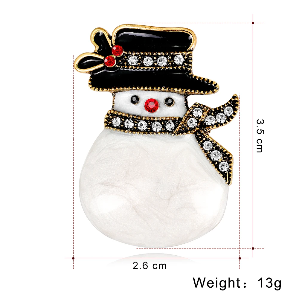 Rinhoo эмалированный Снеговик Санта, дерево, брошь на булавке рождественские подарки Jingle Bell сапоги Броши очаровательный подарок на Рождество с кристаллами