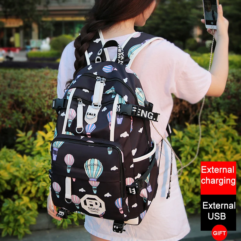 Fashion Teenager Girl School Shoulder Bag Lovely Print Women Backpack