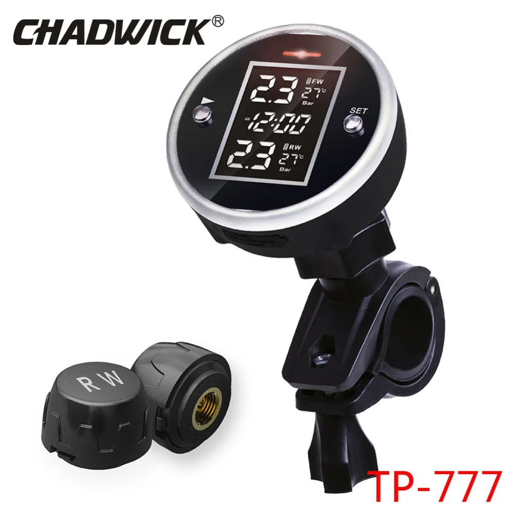 

New Motor Universal Wireless Motorcycle TPMS Tire Pressure Monitoring System With Time Display 2 Sensor External CHADWICK TP777