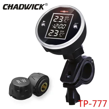 

New Motor Universal Wireless Motorcycle TPMS Tire Pressure Monitoring System With Time Display 2 Sensor External CHADWICK TP777
