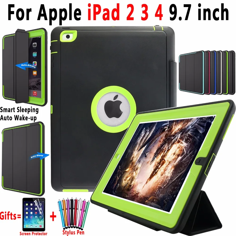 

Magnet Smart Auto Sleep AWake Case for Apple iPad 2 Trifold Stand Drop Resistance Cover for iPad 3 iPad 4 Case Coque Capa Funda