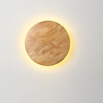 

Modern Simple wood living room bedroom study porch balcony LED solid wood wall lamp
