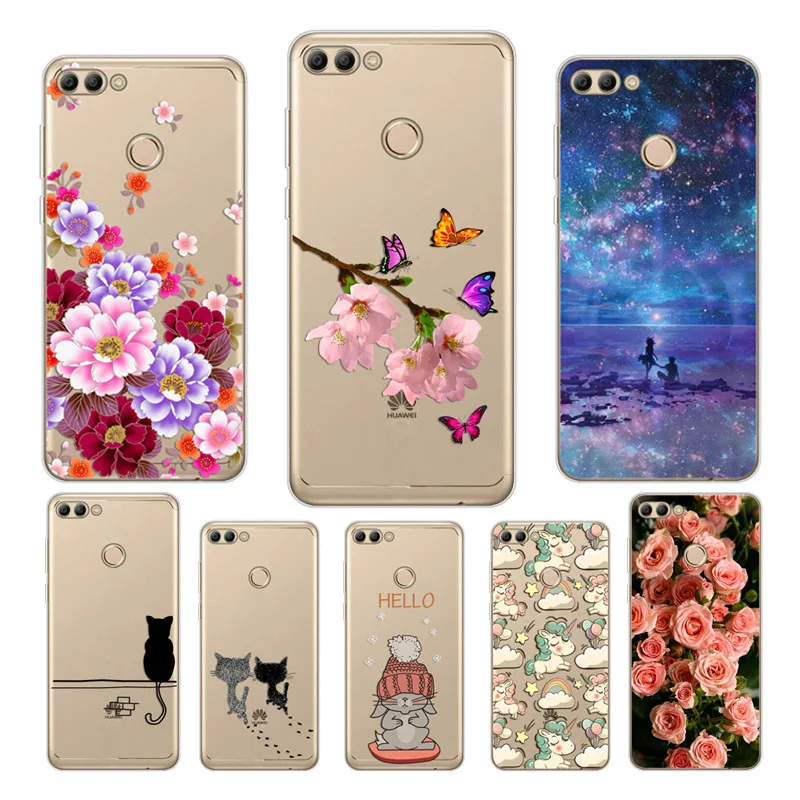 

For Huawei Y9 2018 5.93" Case Cover Soft Silicon TPU Back Cover for Huawei Y9 Y 9 2018 Butterfly Painted Phone Case Y9 2018 Capa