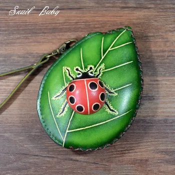 

Handmade student gifts genuine leather coin purse key bag mini wallet cartoon cowhide bag coin bag