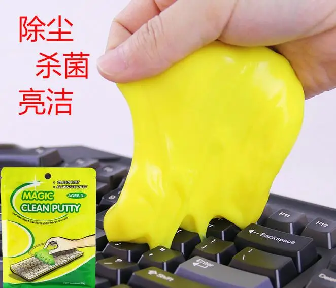 GRAND sac 100g 2019 Super Poussière De Nettoyage Colle Gel Visqueux Glace Pour Clavier D'ordinateur Portable De Nettoyage De Voiture Éponge Voiture Accessoires magique slime