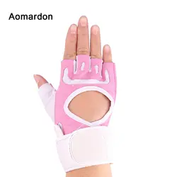 Aomardon для женщин перчатки для спортзала Половина Finger дышащие удобные Фитнес упражнения Бодибилдинг тренировки розовый запястье обёрточная