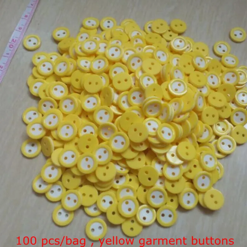 

11 mm candy color round button 2 holes yellow garment buttons 100 pcs/bag MZ-2328