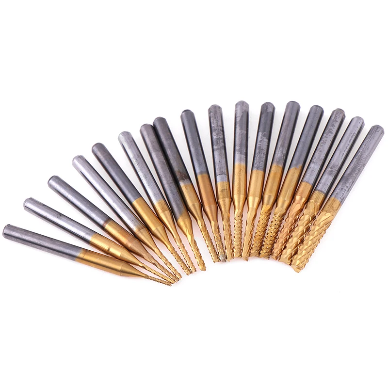 

1Pcs Titanium Coated Carbide Milling Cutter Engraving Edge Cutter 0.8mm-3.175mm