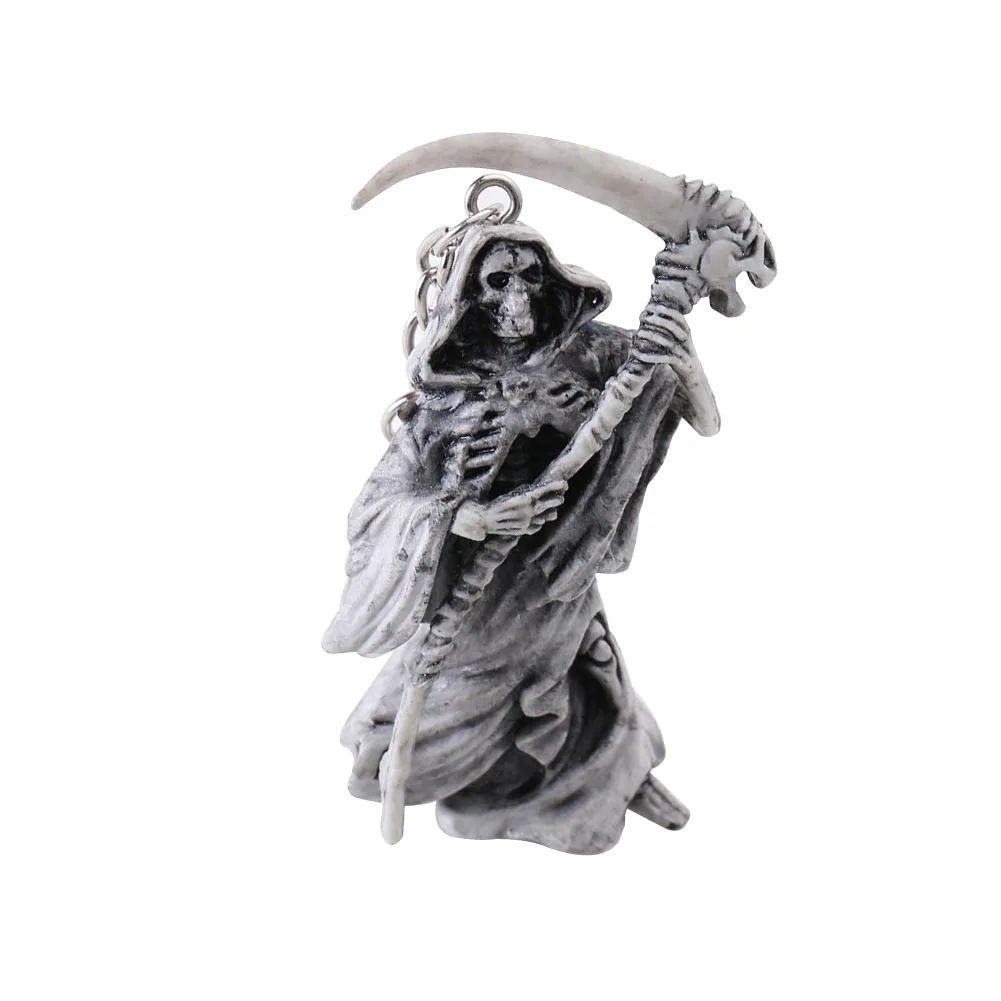 

New Rubber Skull Sickle Trinket Key Chain Skeleton Ghost Keychain Car Key Holder Bag Pendant Keyring M8694