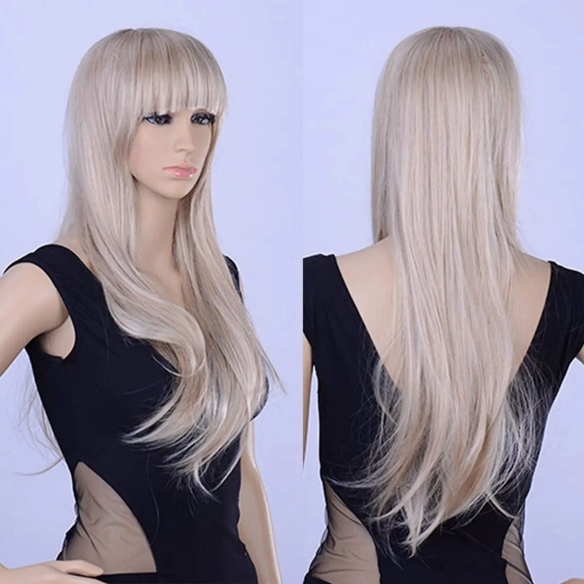 New arrival blonde mix white synthetic wigs cosplay natural wavy long