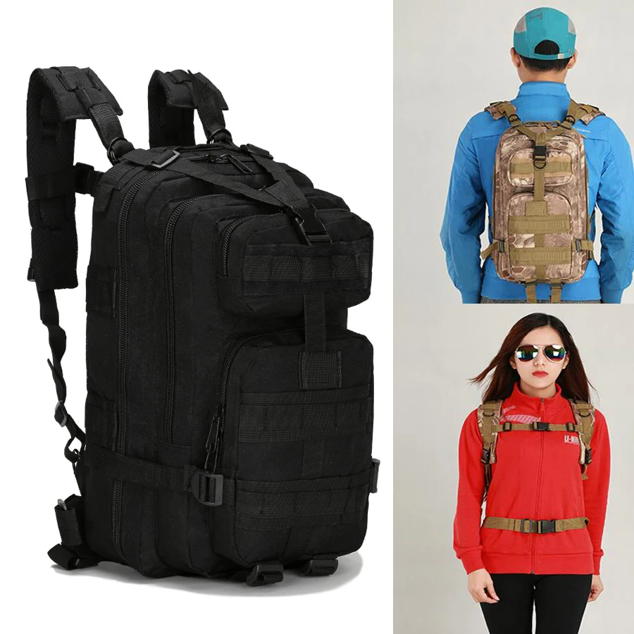

Hiking Backpack Outdoor Camping Black 30L Rucksacks Men Women Military Tactic Travel Army Trekking Camouflage Mountaineering