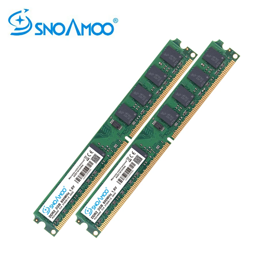 online SNOAMOO RAM DDR2 PC 2 GB X 2 pcs 667 MHz 800 MHz DIMM 240 Pin Desktop Ram PC2 6400S 1.8 V para de Memória de Computador Compatíveis de Garantia