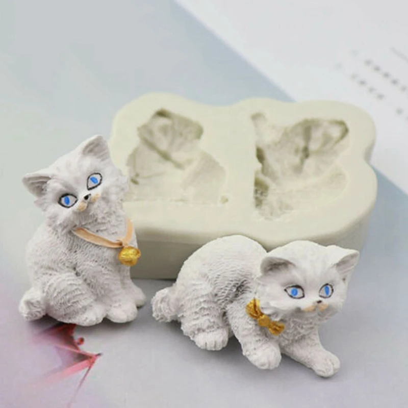 

3D Kittens Silicone Fondant Cake Molds Lovely Cat Chocolate Sugar Craft Mould For Cupcake Decorating Animal Baking Tools Kitchen