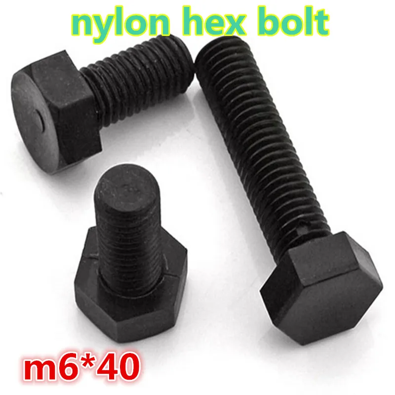 200pcs plastic black nylon hexagon / hex bolt screw m6*40 | Обустройство дома