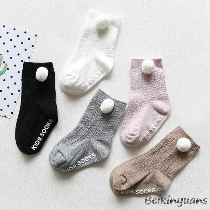 Spring and summer summer double needle baby anti-slip socks without bones loose baby newborn ball children cotton socks