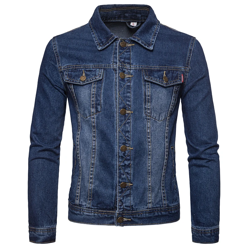 

Mens Jackets 2019 Fall New Slim Lapel Denim Jacket Jacket Washed Multi-pocket Jacket