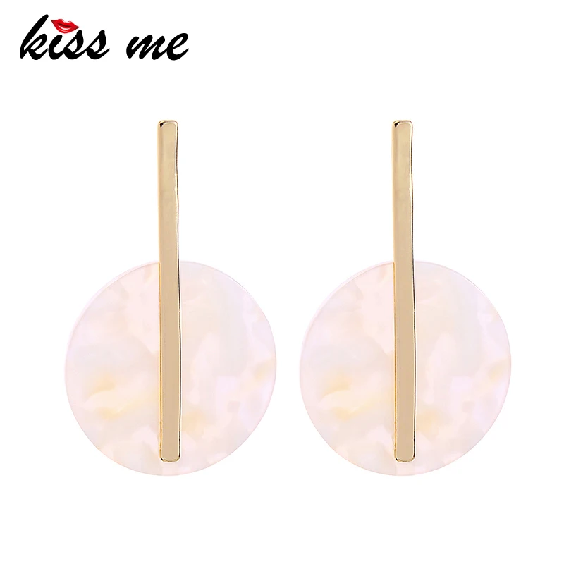 

KISS ME Earrings for Women 2019 New Acrylic Round Big Drop Earrings Fashion Statement Jewelry