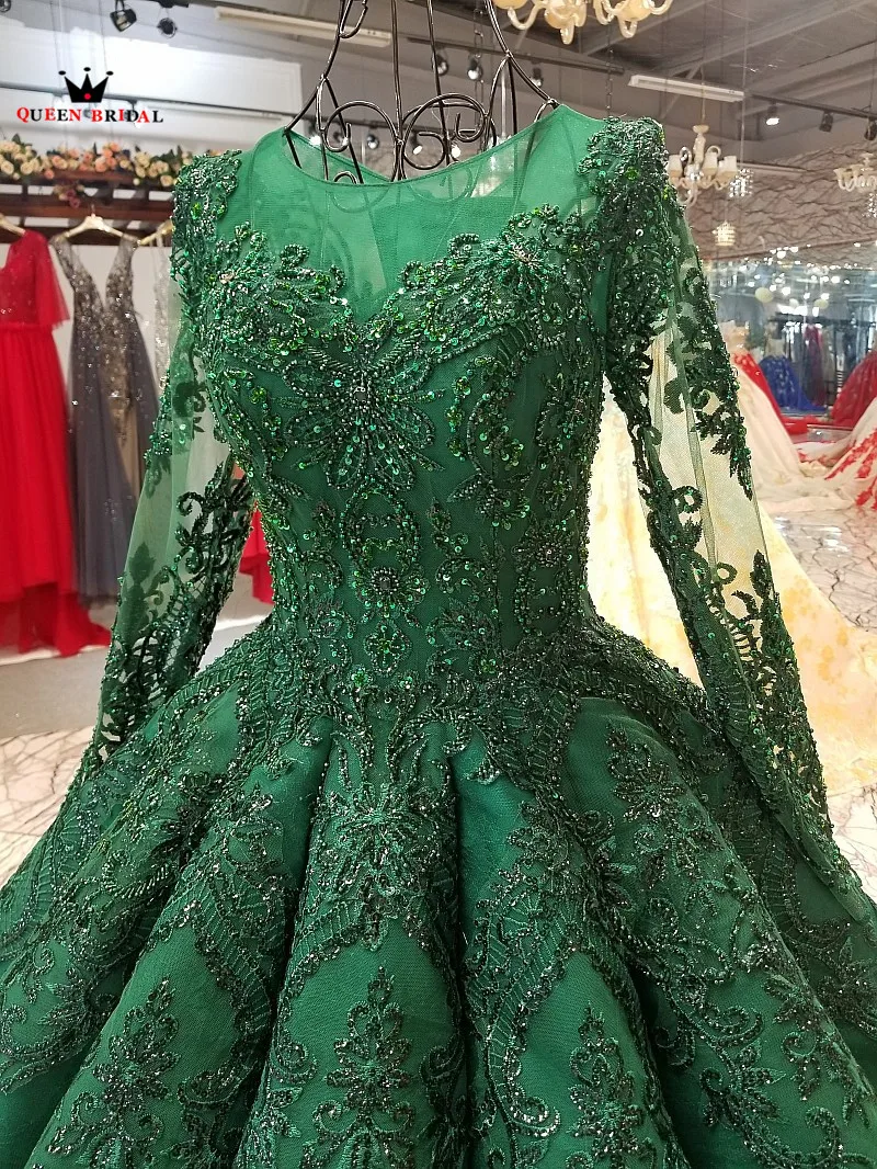 Зеленый роскошное бальное платье вечернее платье настоящая фотография платьев с кружевами Бисер Хрустальные Вечерние платья Robe De Soiree вечерние платье DW02