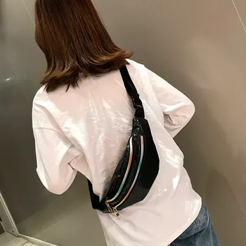 

new women Waist Fanny Packs Belt Bags Luxury Fashion Women Bling Shoulder Zipper Messenger Chest Bag @8