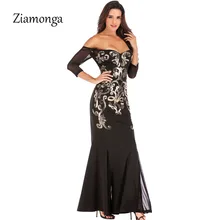 Ziamonga Mesh Sheer шлейф с блёстками вечернее платье Платья для вечеринок Элегантное Длинное платье русалки длинное зимнее платье Для женщин платья
