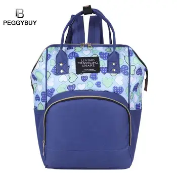 

Hit Color Heart Print Mommy Travel Backpacks Maternity Nappy Top-handle Bag Large Volume Outdoor Travel Bags Organizer