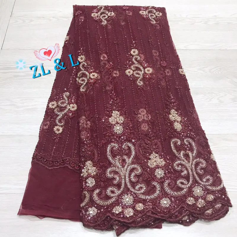 Best High-end hand embroidery decorative colorful beads sequins Africa Nigeria lace French tulle wedding dress skirt 5 yards 5 Best High-end hand embroidery decorative colorful beads sequins Africa Nigeria lace French tulle wedding dress skirt 5 yards 5