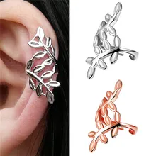 TTLIFE Retro Gold Silver Color Clip Earings Leaf Ear Cuff Earrings Warp Clip Ear Clip Women's Fashion Jewelry 1PC Graceful summer style snake ear cuff earrings for women monaco earings clip on ear fashion jewelry bijoux one set silver jewelry