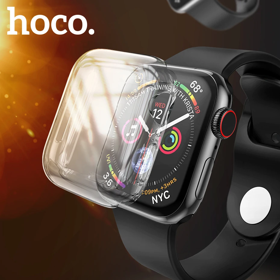 HOCO Чехол для Apple Watch 5 40MM 44MM Прозрачная защитная крышка для экрана TPU Полный прозрачный силиконовый мягкий чехол для IWatch серии 4