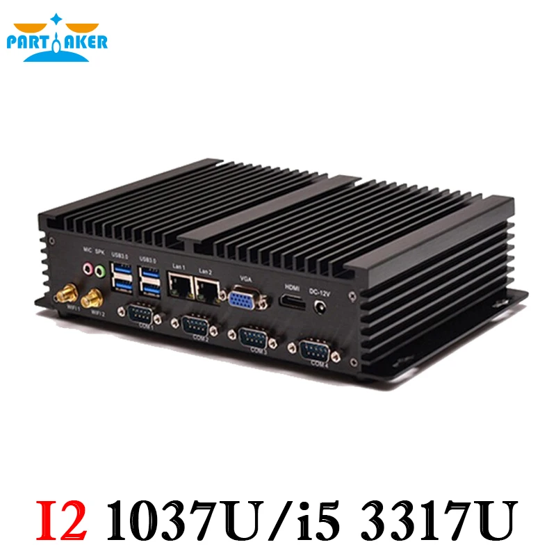 Partaker Celeron C1037U Aluminum Fanless Dual Core Mini PC with USB 3 0 HDMI 4 COM