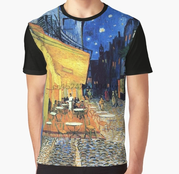 

All Over Print 3D Women T Shirt Men Funny tshirt Vincent van Gogh - The Cafe Terrace on the Place de Forum in Arles at Nigh