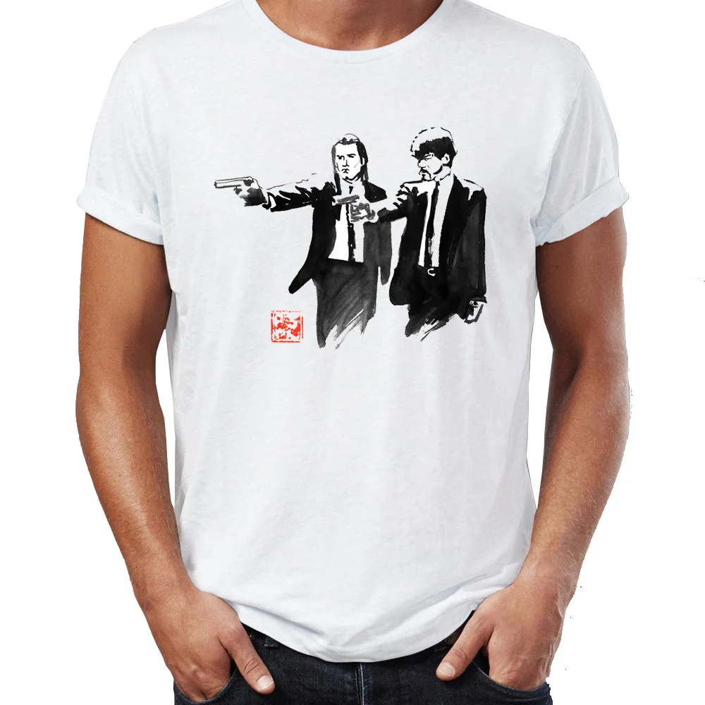 

Fashion Men's t-shirt Pulp Fiction Jules And Vincent Movie Badass Tshirt Youth Tees Tops Harajuku Streetwear