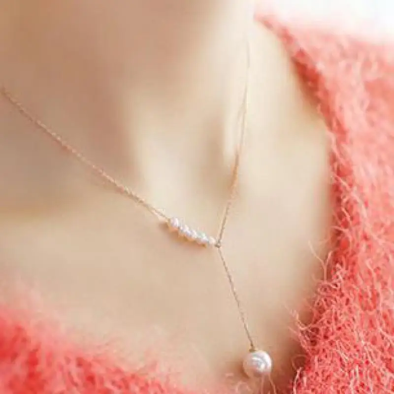 

Korean Fashion Sweet Temperament Simple Pearl Necklace Jewelry Accessories Wholesale Women