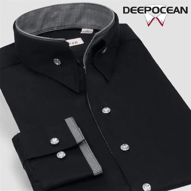 Deepocean мужские рубашки модные хлопковые рубашки мужская одежда Осень Зима Повседневная тонкая мужская деловая рубашка Топы - Цвет: DDX76544L