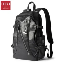 UIYI, кожаные сумки, мужской рюкзак, искусственная кожа, черная сумка, мужской рюкзак для путешествий, 14 дюймов, для ноутбука, высокое качество, мужская задняя Сумка, Подростковые Сумки