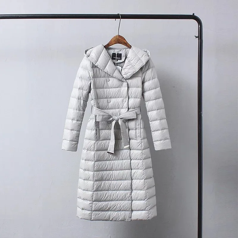 Light Duck Down Parkas Com Capuz Quente
