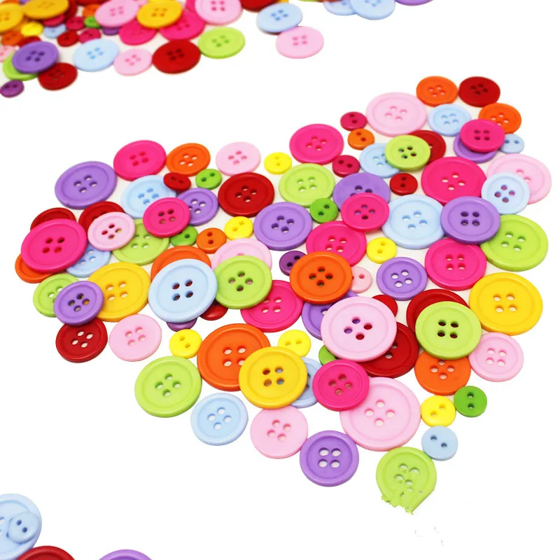 

100pcs Colorful Resin Sewing Buttons DIY Materials Scrapbooking Handmade Buttons For Children Produced Paste Painting Toy Tools
