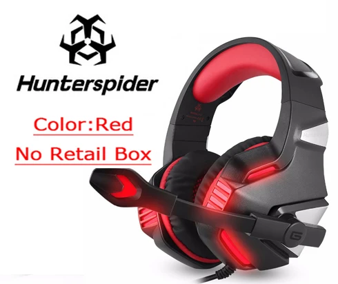 Hunterspider V3 стерео игровая гарнитура для PS4 Xbox One, Накладные наушники с Шум изоляция микрофон, светодиодный свет для портативных ПК - Цвет: Red-No Reatil Box