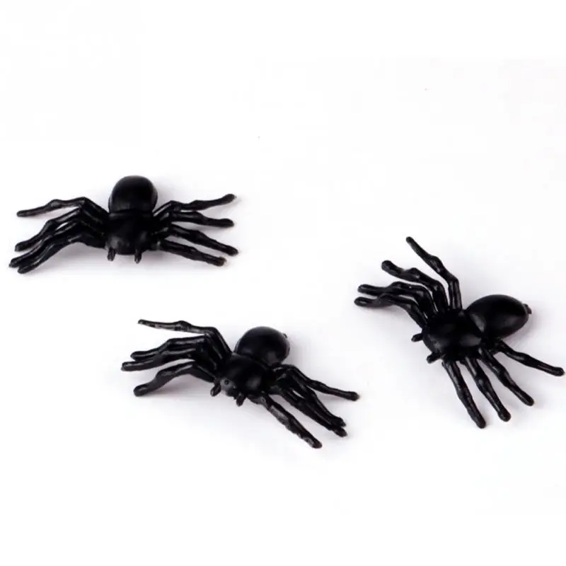 20 шт Хэллоуин мини пластик черный светящийся паук шутя день рождения игрушки DIY украшения
