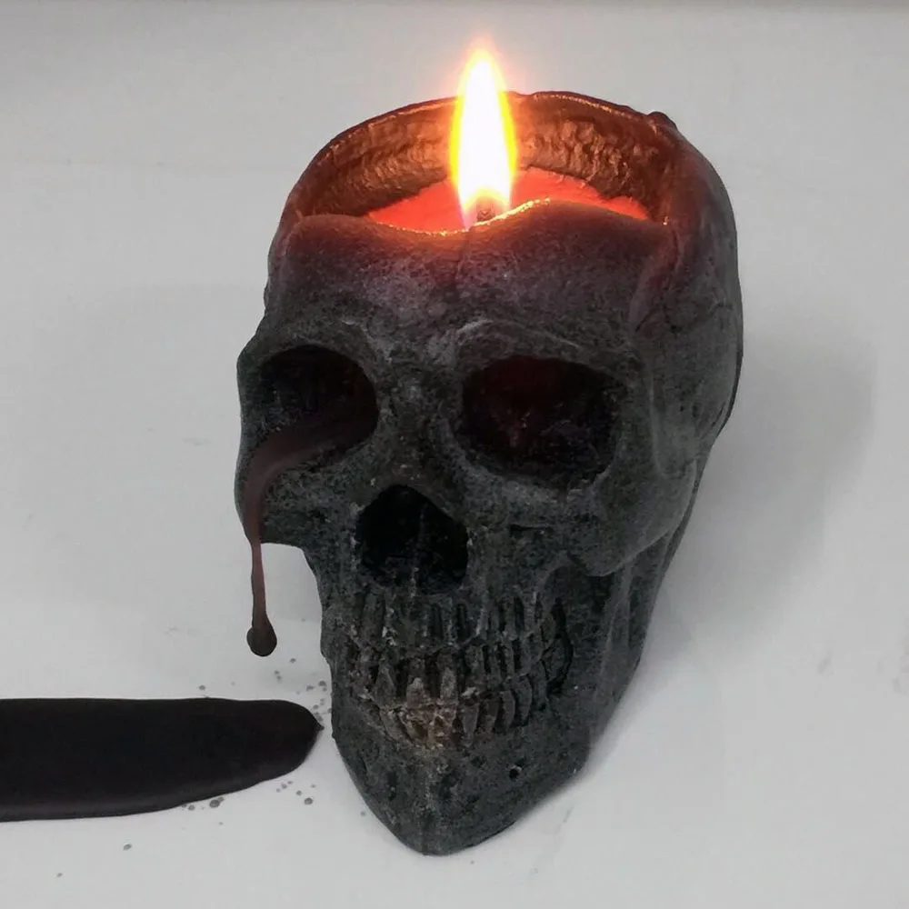 1 шт кровотечение череп свечи плач свечи Хэллоуин большой бездымный скелет террор свечи красный череп внутри черепа свечи