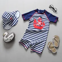 Купальный костюм с УФ-защитой для маленьких детей; одежда для купания для мальчиков в полоску; цельная детская одежда для купания; купальный костюм для детей с защитой от солнца; UPF50