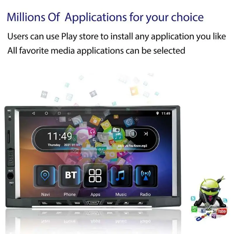 Best 2 Din android car radio 7 Inch Touch  Android 8.1 Car Stereo MP5 Player GPS navigation Support GPS Navi FM Radio WiFi Carplay 12