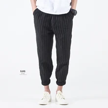 28-36! Новая мужская одежда ретро полосатые девять тонкие шаровары британские штаны тренд длина лодыжки брюки плюс размер певица костюмы