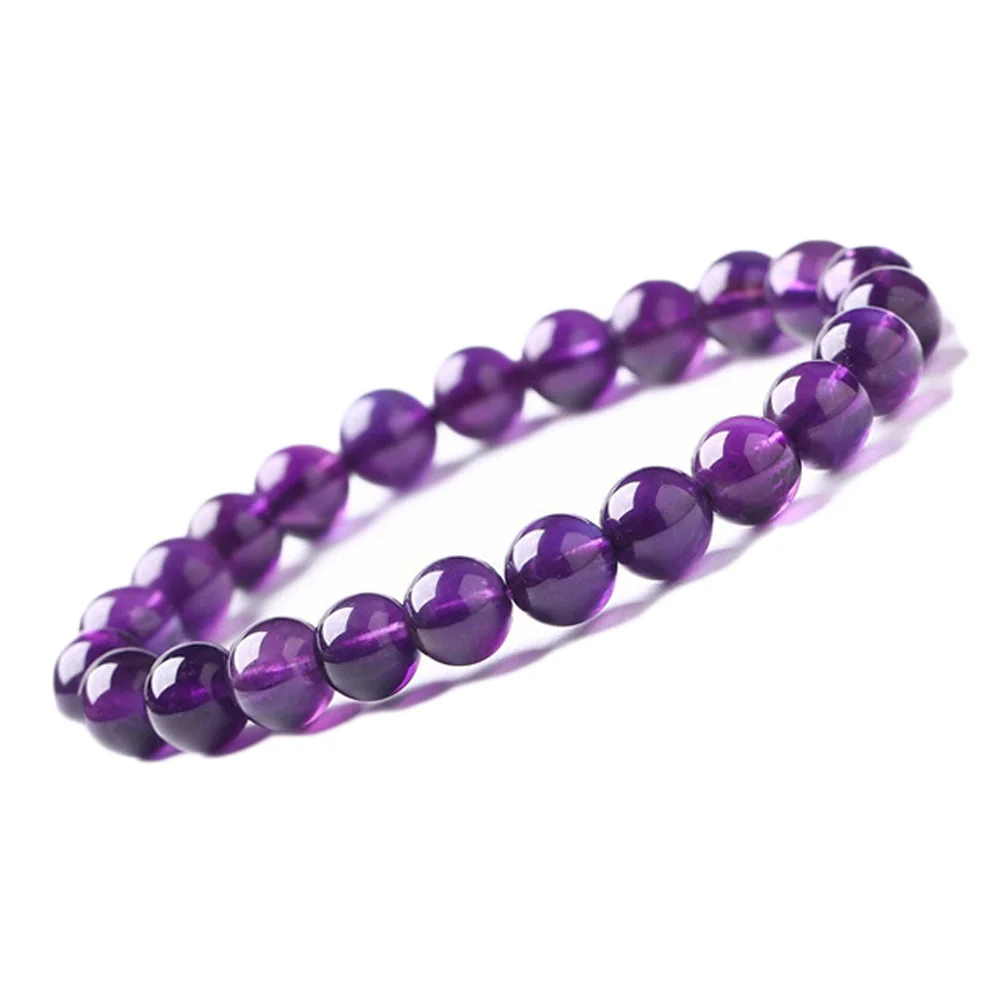 

8mm Round shape Natural Amethysts Purple Quartz Stone Bracelet Women Beaded Stretch Bracelet