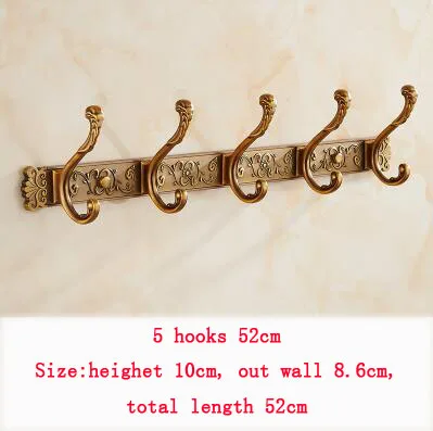 5 крючков для халатов античный Европейский, ванная комната/кухонные крючки для полотенец на дверь, латунный крюк для подвешивания одежды на стене - Цвет: 07