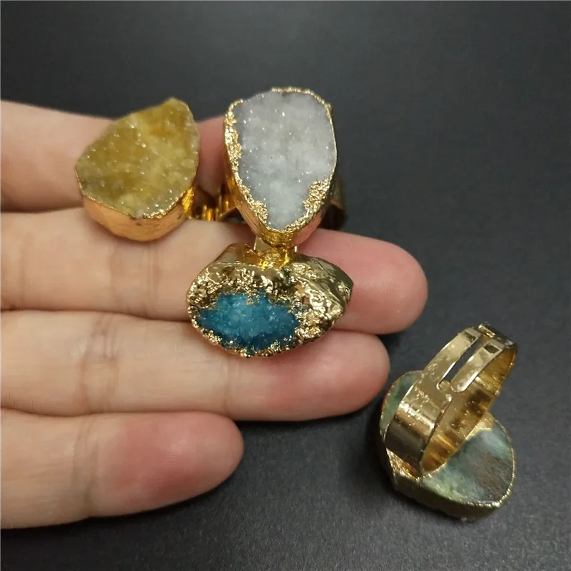 

Natural Druzy Stone Ring For Women Jewelry Gift Drusy Druzy Rings Woman Wedding Engagement Ring